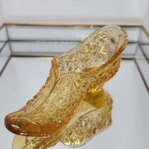 Vintage Amber Glass Shoe Decor